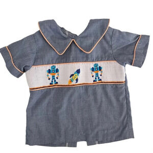 Smocked Robots and Rocket Ship Boys Top